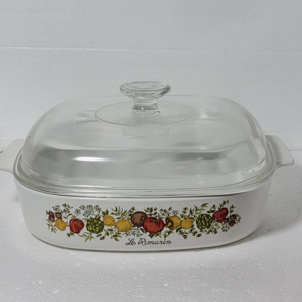 Vintage 70s Corning Ware Le Romarin Large Casserole Dish.